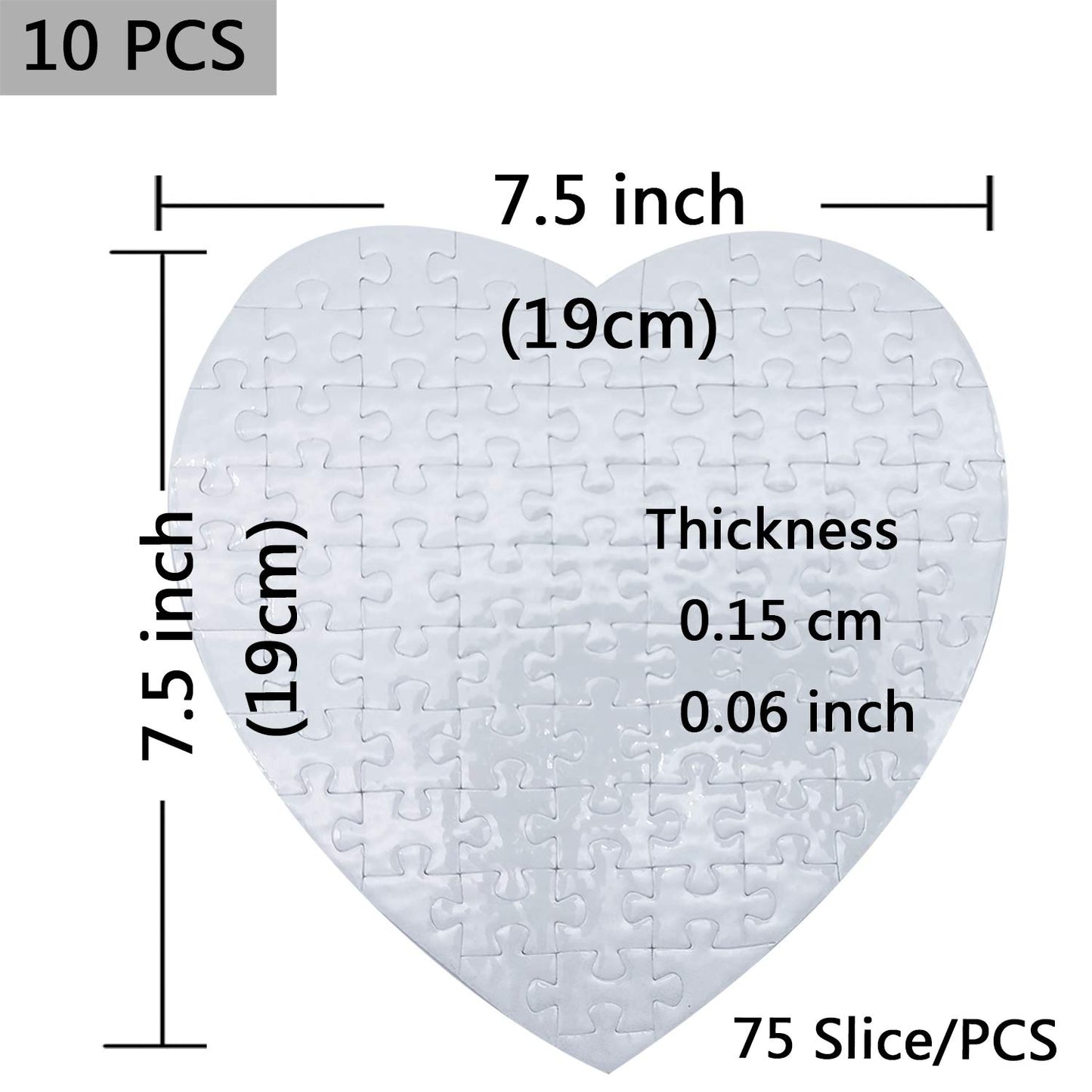 MS WGO 10 Sets Blank Sublimation Heart-Shaped Jigsaw Puzzle with 75 Pieces DIY Heat Press Transfer Crafts Thermal Transfer Puzzle Wholesale Thermal Transfer Pearl Puzzle Blank Puzzle