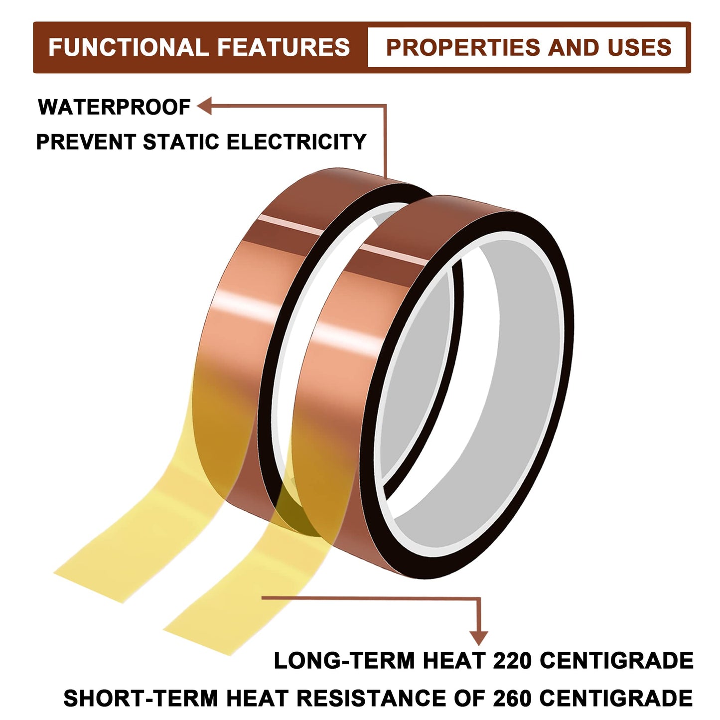 MS WGO High Temperature Tape Heat Tape Heat Resistant Tape Heat Transfer Tape Heat Tape for Sublimation No Residue 10mm X 33m 108ft (Yellow-2 Roll)